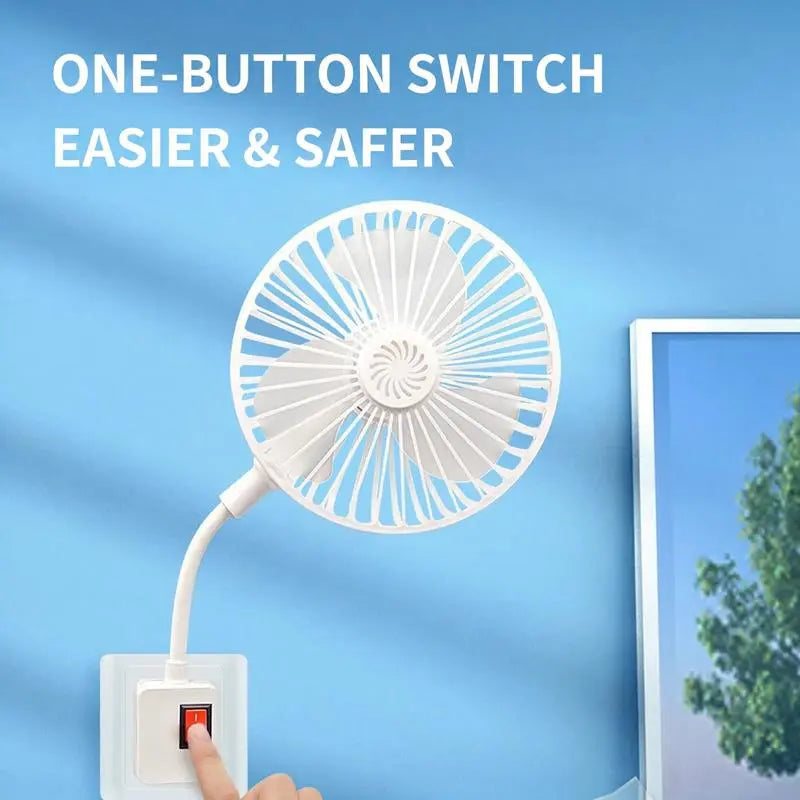 【Summervibes】Portable Home Bedroom Fan with Space for Aromatherapy Tablets, 360-Degree Rotation, Flexible Gooseneck Plug, Energy-Saving Desktop Fan, Suitable for Kitchen, Bathroom, Dormitory, and Office — the Perfect Gift for Summer.