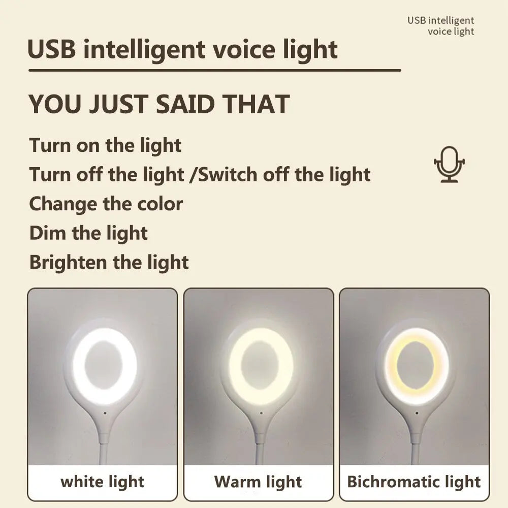 USB Voice Smart LED Night Light, Voice Activated, Dimmable & Color Changing, Usb-Powered Portable Nightlight for Bedroom, Hallway, Stairway, Desk, 1 Pack