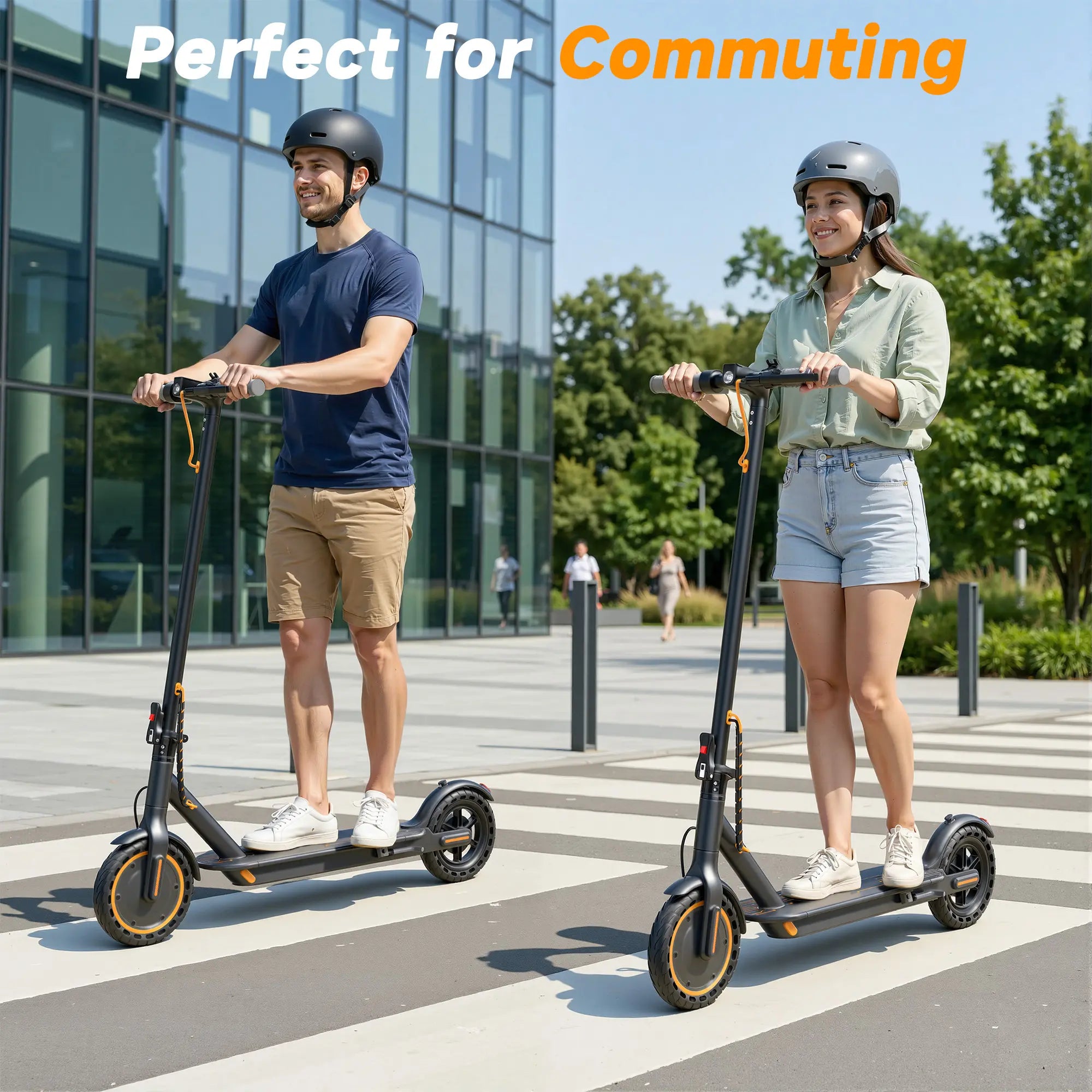 Adult Foldable Electric Commuter Scooter with APP, 350W/500W Motor, 8.5"/10" Puncture-Proof Solid Tires, 19/21MPH Top Speed, 16-28 Mi Range, Dual Braking System, Suspension, Portable Max Pro (Black),Summervibes
