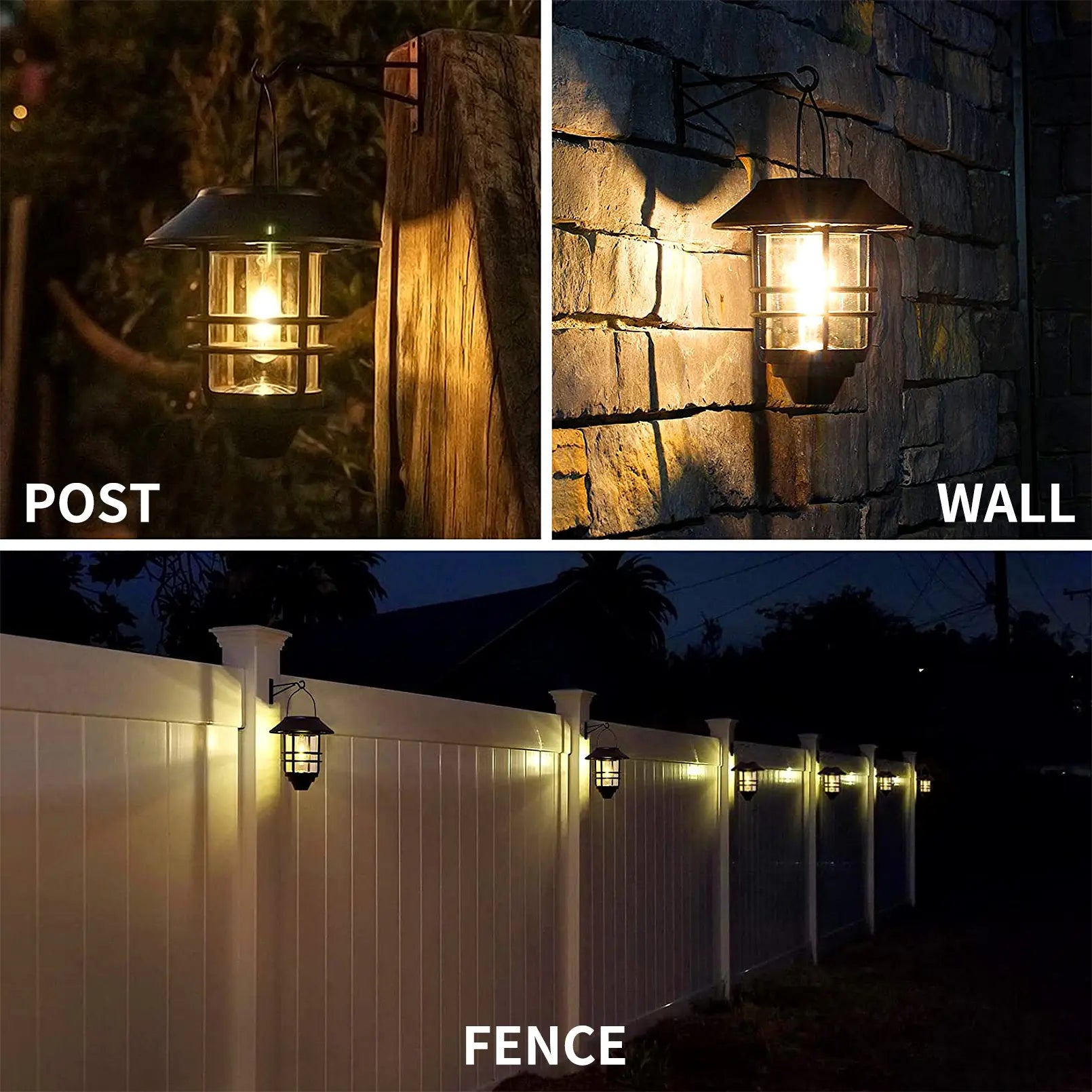 Summervibes，2 Pack Solar Wall Lantern Lights Outdoor, IP65 Waterproof Solar Powered Hanging Lights with Tungsten Filament Bulb, Dusk to Dawn Auto On/Off Solar Sconce Lights for Porch, Fence, Wall, Patio Deco
