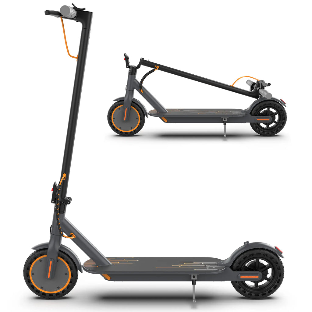 Adult Foldable Electric Commuter Scooter with APP, 350W/500W Motor, 8.5"/10" Puncture-Proof Solid Tires, 19/21MPH Top Speed, 16-28 Mi Range, Dual Braking System, Suspension, Portable Max Pro (Black),Summervibes