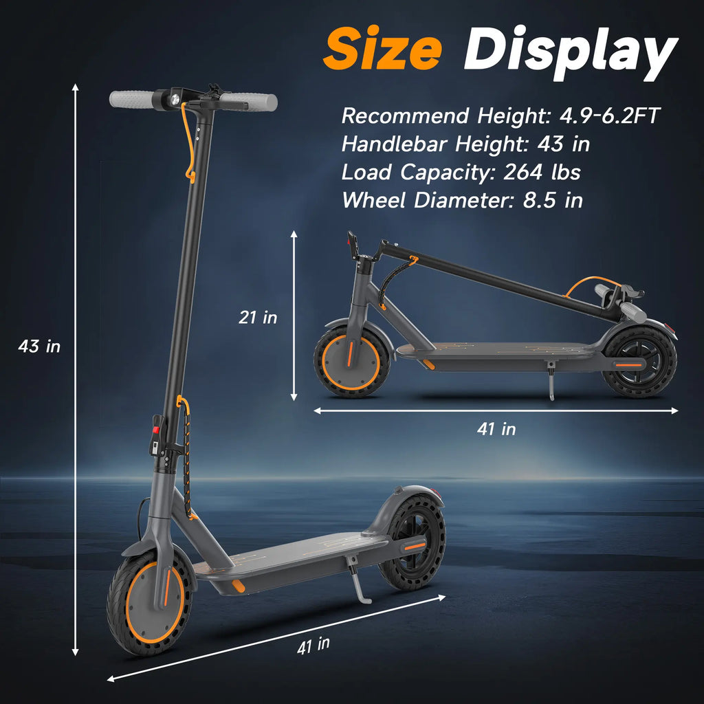 Adult Foldable Electric Commuter Scooter with APP, 350W/500W Motor, 8.5"/10" Puncture-Proof Solid Tires, 19/21MPH Top Speed, 16-28 Mi Range, Dual Braking System, Suspension, Portable Max Pro (Black),Summervibes