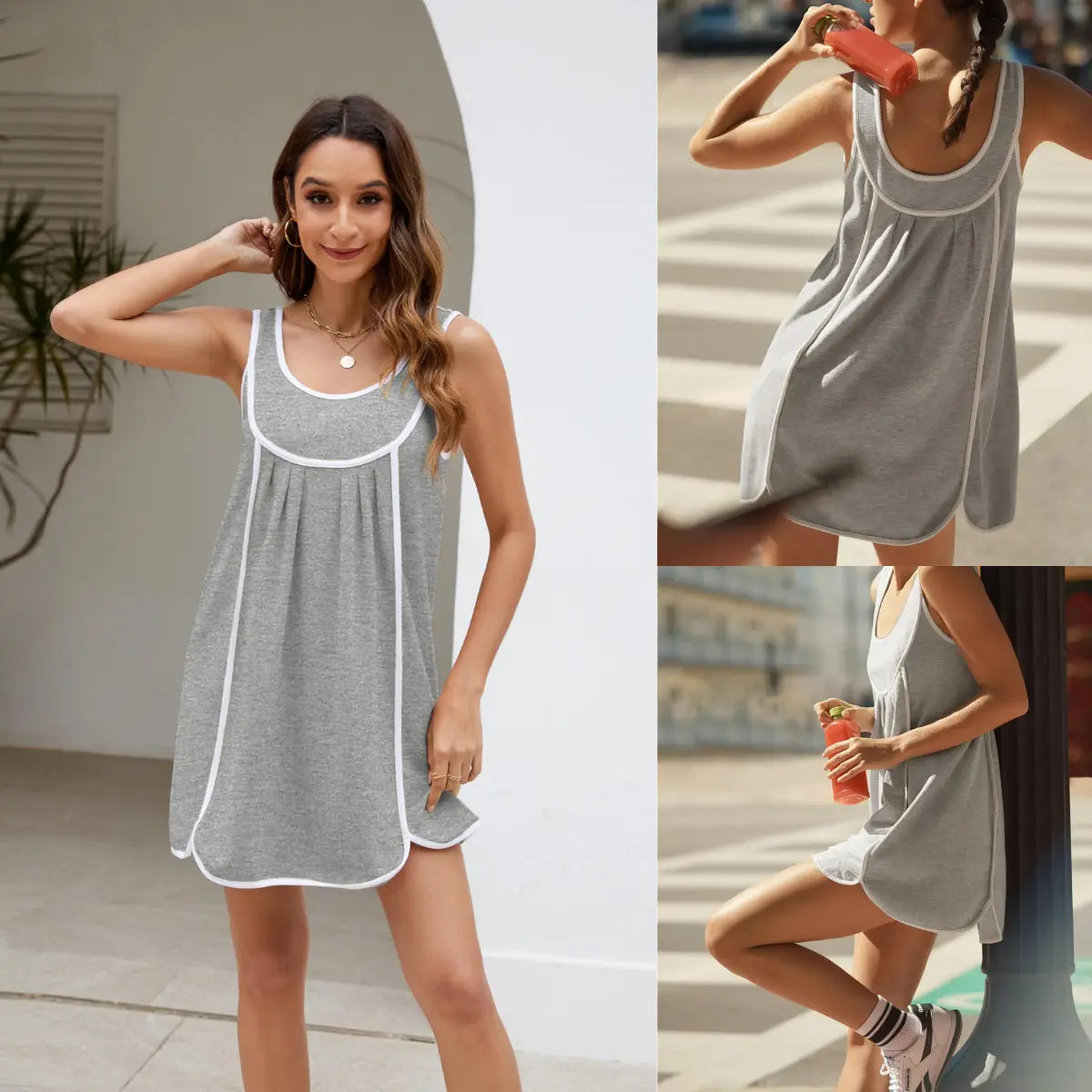 UANEO Womens Summer Athletic Sleeveless Mini Dress Casual Oversized Workout Tennis Dress Sundress Summervibes