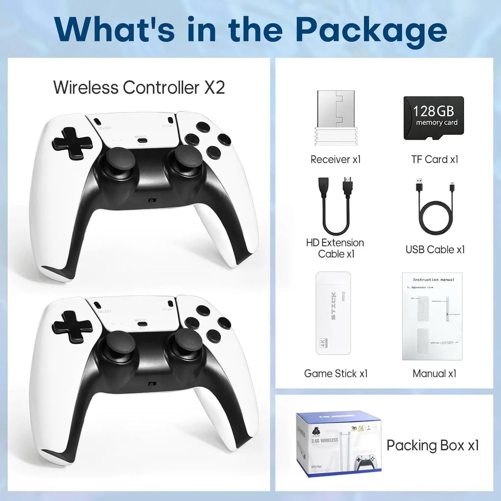 2026 New Retro Gaming Console, Retro Gaming Stick Pro Classic Game and 23 Game Emulators, Plug & Play 4K HDMI Output Game Console Stick with Dual 2.4G Controllers for Game Gifts (128GB)