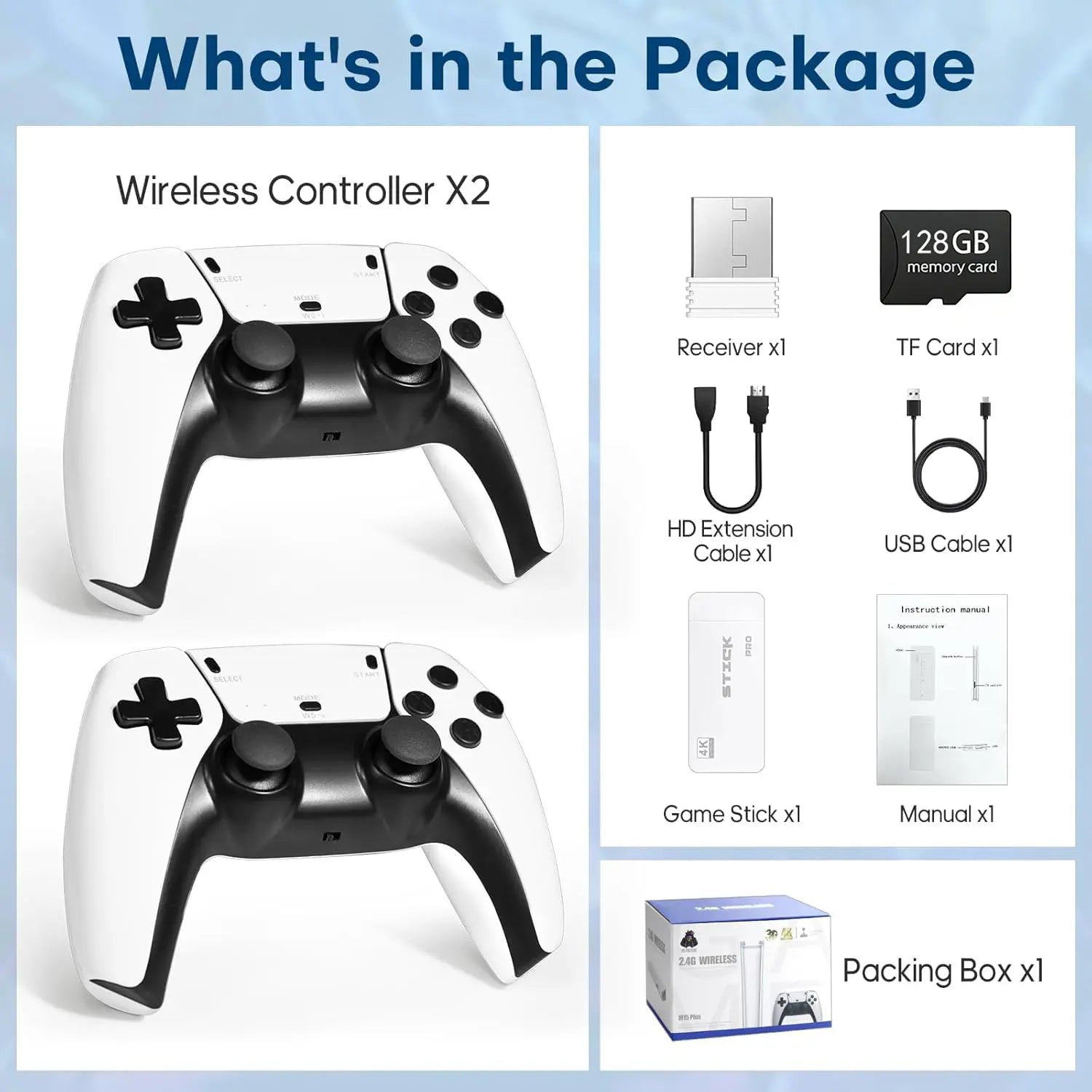 2026 New Retro Gaming Console, Retro Gaming Stick Pro Classic Game and 23 Game Emulators, Plug & Play 4K HDMI Output Game Console Stick with Dual 2.4G Controllers for Game Gifts (128GB)