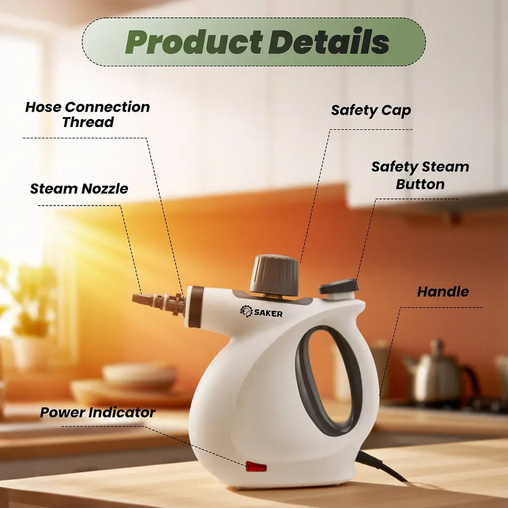 Handheld Steam Cleaner, High-Powered 1050W Multi-Surface Cleaner for Kitchen Bathroom Car Interior, 8-Piece Accessory Kit, Child Lock Safety, Black Friday Deal Cleaning Machines Cleaning Set