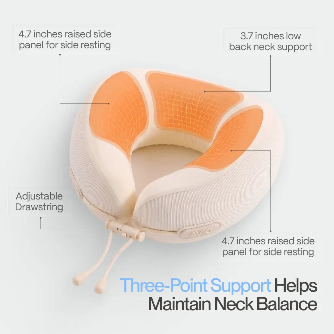 AVIO X Mellow Sleep Collab | Cloud Travel Pillow Capsule, 3-Zone Ergonomic Support Memory Foam Neck Pillow, Ultra Soft Mellow Cloud Tech, Cooling Breathable Fabric, 360° Ergonomic Support, Compact Packable Design with Premium Silicone Storage Capsule