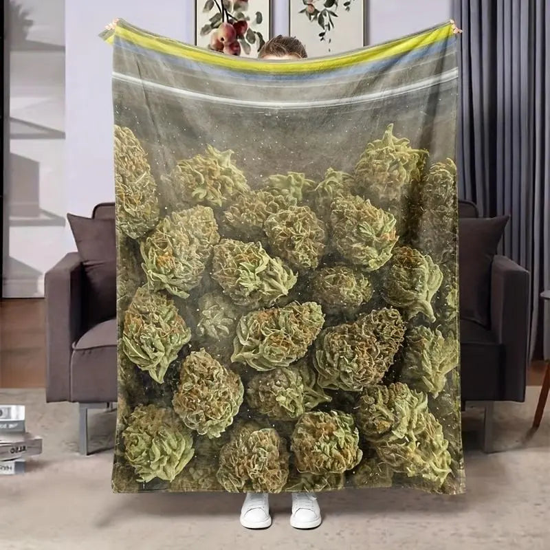 Dank Weed Bud Theme Blanket Soft Funny Throw Blanket Cozy Lightweight Plush Portable Cover Blanket for Sofa,Warm Gift for Birthday,Christmas,Multiple Blanket