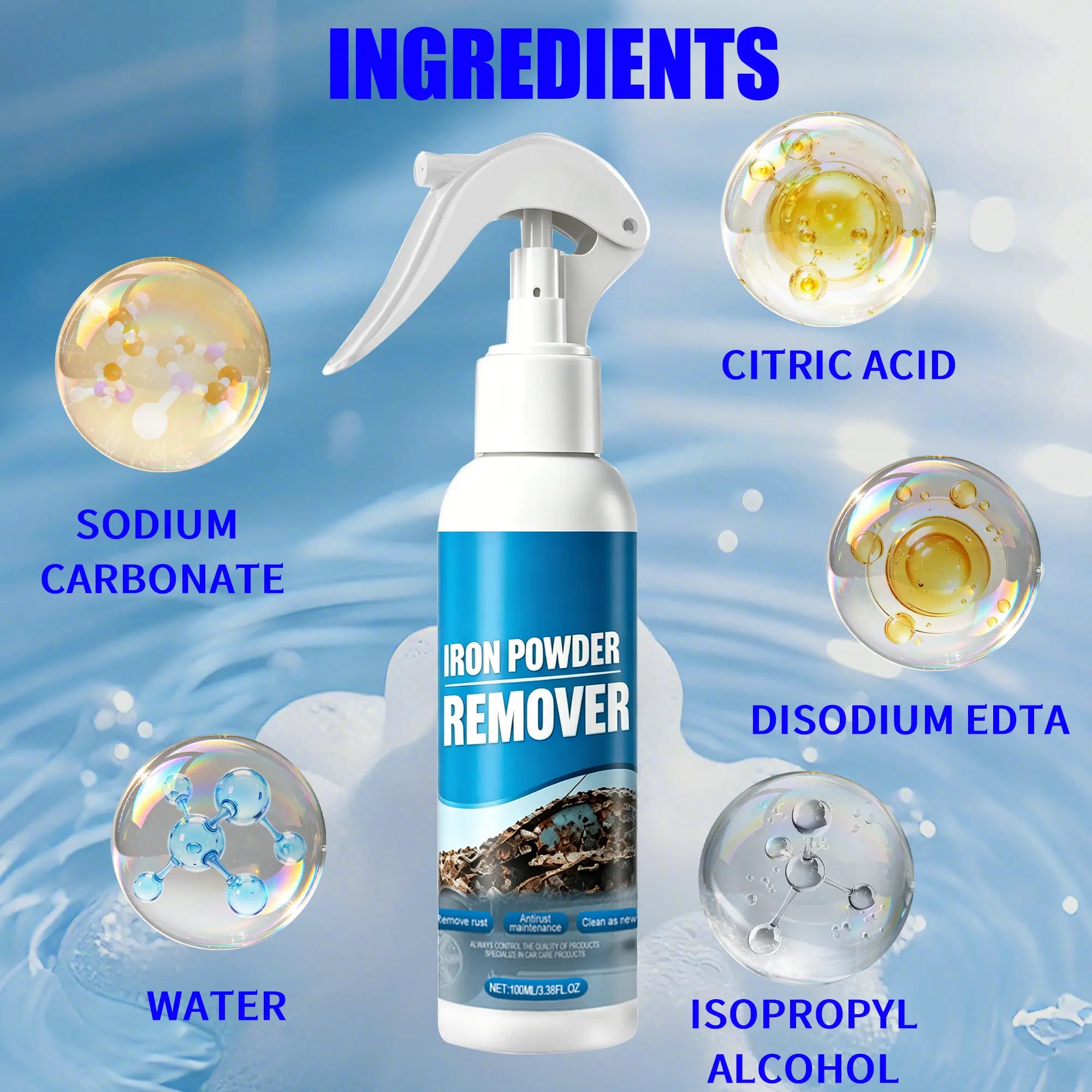 Automotive Rust Remover Spray (120ML) - Fast-Acting Iron & Rust Cleaner for Wheels, Rims, Metal Surfaces - Car Detailing Products, Detailing Products Chemicals - Safe on Most Automotive Finishes, Cars, Motorcycles,Summervibes