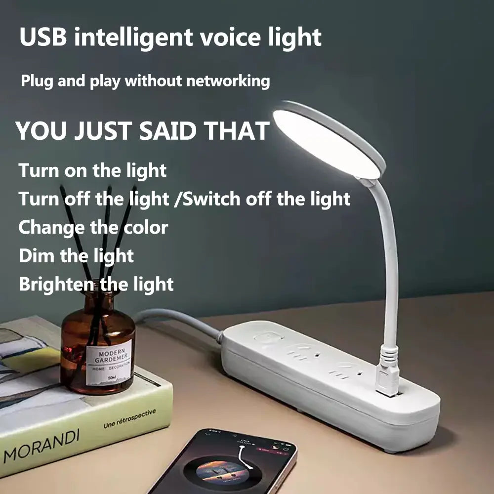 USB Voice Smart LED Night Light, Voice Activated, Dimmable & Color Changing, Usb-Powered Portable Nightlight for Bedroom, Hallway, Stairway, Desk, 1 Pack