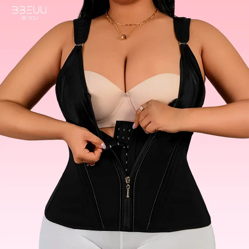 BBEUU Ultra-Comfortable Waist Trainer Vest for Women, Instant Hourglass Curves, Tummy Control Shaper with Adjustable Padded Straps, Double-Layer Chest No Bra Pads, All-Day Wear Workout Shapewear