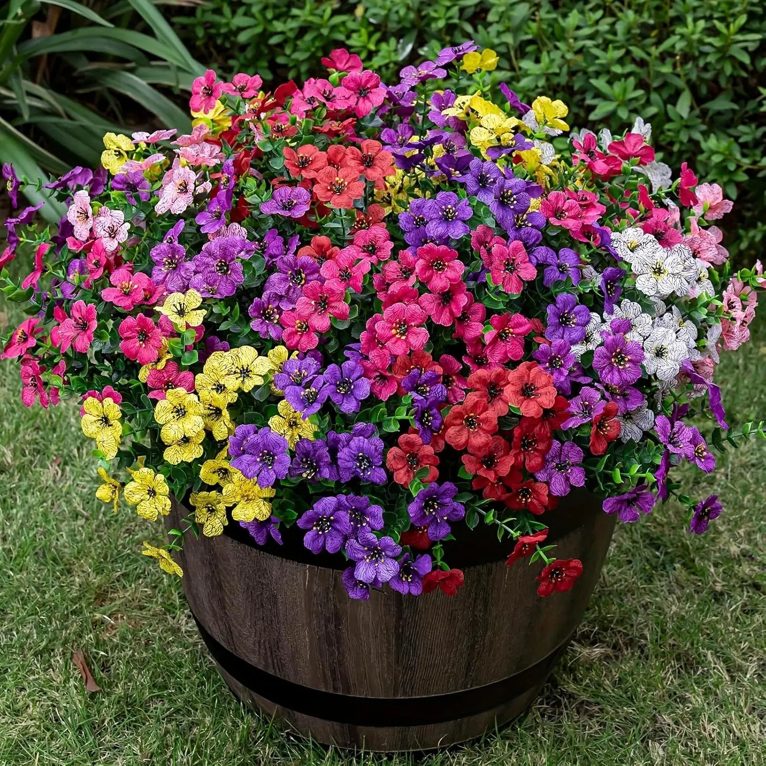6-Color Artificial Violet Eucalyptus Flower Bouquet, 12/24Pcs Set, UV Resistant Colorful Fake Flower, Decorative Bouquet for Home Garden Party Wedding Decor