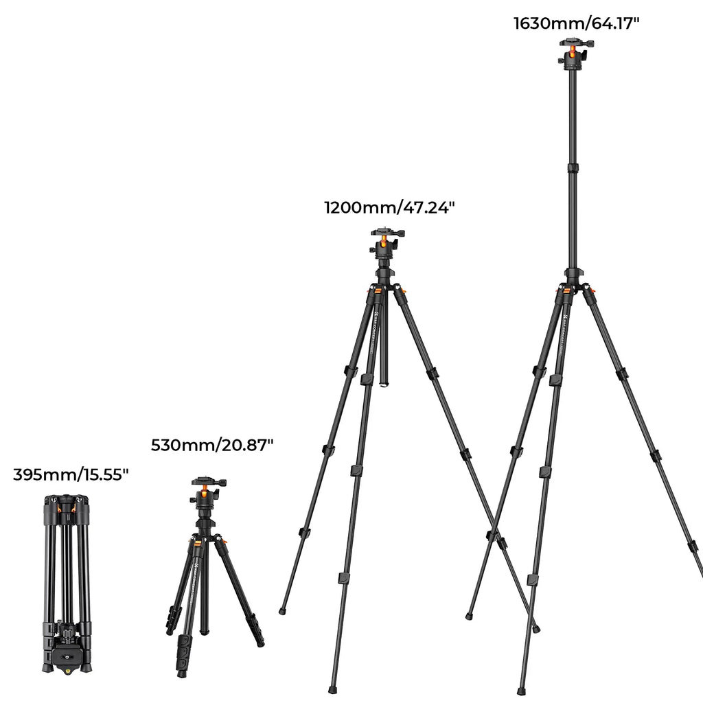 [K&F CONCEPT]K&F Concept 64 Inch/163Cm Camera Tripod,Lightweight Travel Outdoor DSLR Tripods with 360 Degree Ball Head Load Capacity 8Kg/17.6Lbs,Cellphone Clip for Smartphone Live Streaming Vlog O234A1+BH-36 ,Deskmount