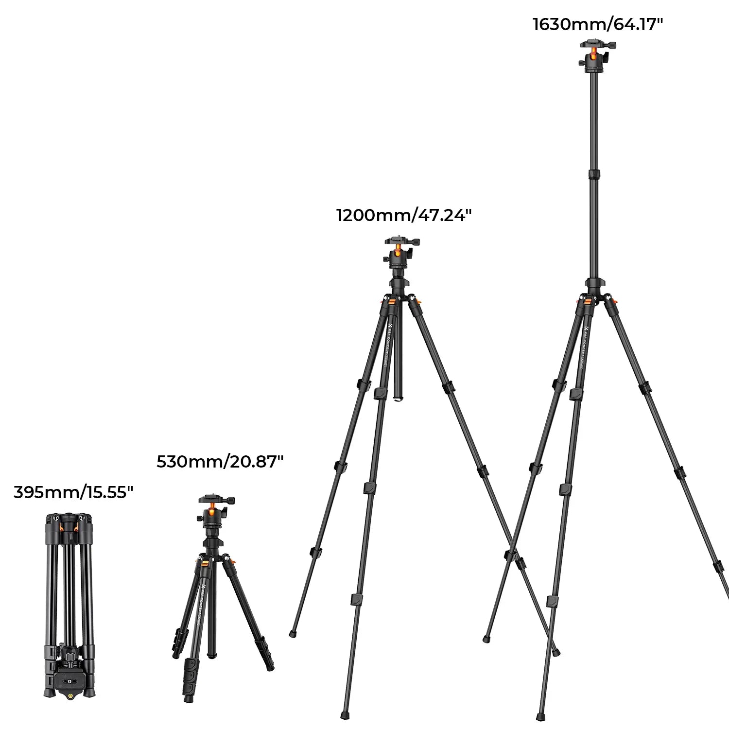 [K&F CONCEPT]K&F Concept 64 Inch/163Cm Camera Tripod,Lightweight Travel Outdoor DSLR Tripods with 360 Degree Ball Head Load Capacity 8Kg/17.6Lbs,Cellphone Clip for Smartphone Live Streaming Vlog O234A1+BH-36 ,Deskmount