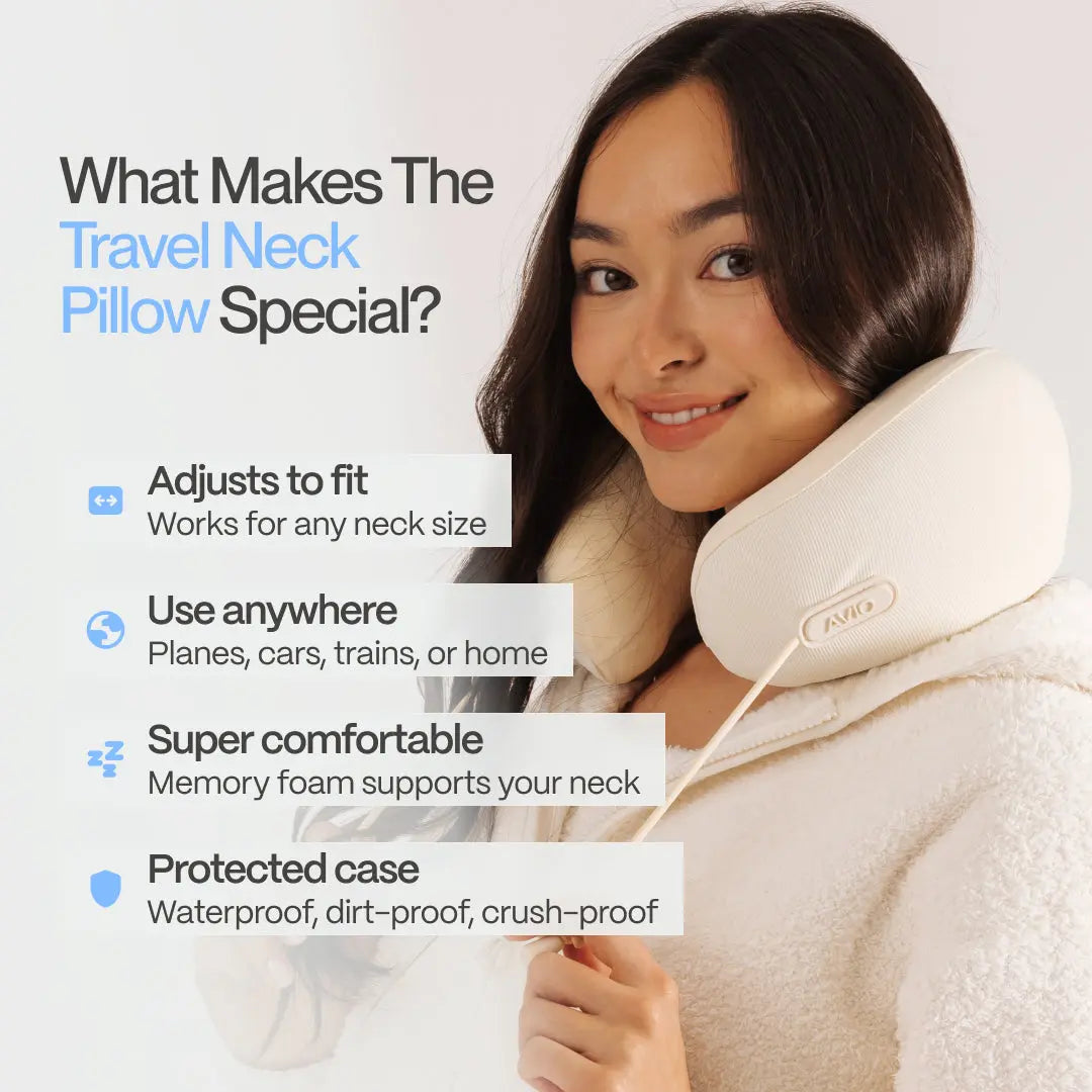 AVIO X Mellow Sleep Collab | Cloud Travel Pillow Capsule, 3-Zone Ergonomic Support Memory Foam Neck Pillow, Ultra Soft Mellow Cloud Tech, Cooling Breathable Fabric, 360° Ergonomic Support, Compact Packable Design with Premium Silicone Storage Capsule