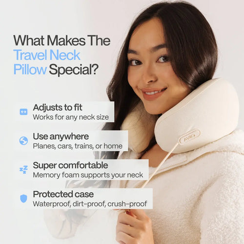 AVIO X Mellow Sleep Collab | Cloud Travel Pillow Capsule, 3-Zone Ergonomic Support Memory Foam Neck Pillow, Ultra Soft Mellow Cloud Tech, Cooling Breathable Fabric, 360° Ergonomic Support, Compact Packable Design with Premium Silicone Storage Capsule