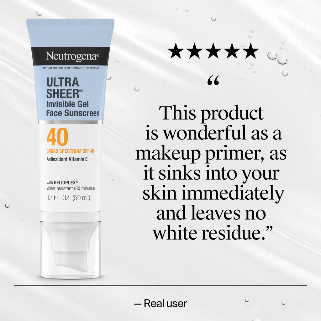 Neutrogena Ultra Sheer Invisible Gel Face Sunscreen Broad Spectrum SPF 40, 1.7 Oz