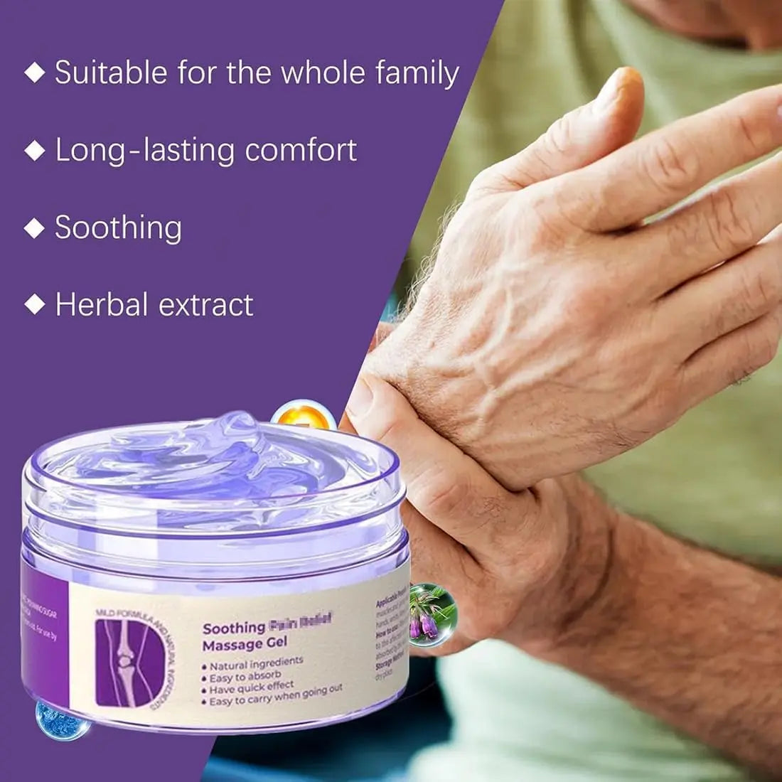 Ximonth 100G Pain Relief Massage Gel, Natural Plant Extracts Soothing Gel, Fast Absorbing Non-Greasy Joint Discomfort Relief