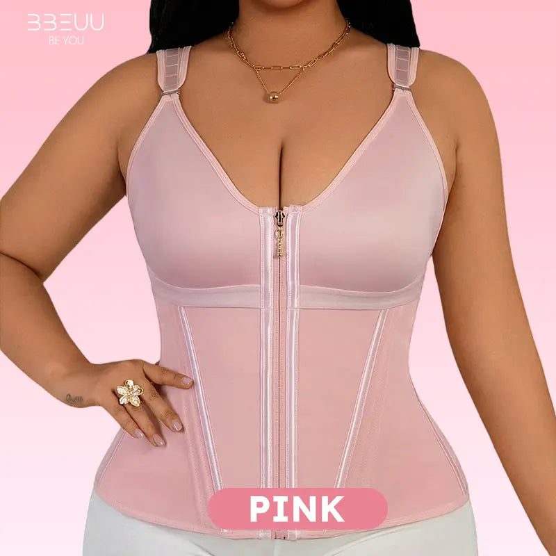 BBEUU Ultra-Comfortable Waist Trainer Vest for Women, Instant Hourglass Curves, Tummy Control Shaper with Adjustable Padded Straps, Double-Layer Chest No Bra Pads, All-Day Wear Workout Shapewear