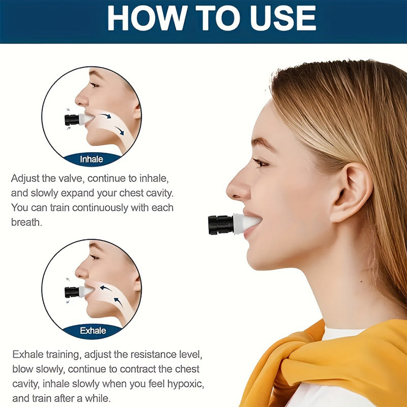 Breathing Exercise Device For Lungs, Breathing Exerciser Trainer, Deep Breathing Lung Exerciser Device, Adjust Resistance Improve Lung Capacity Handheld Lung Expansion Training Tool