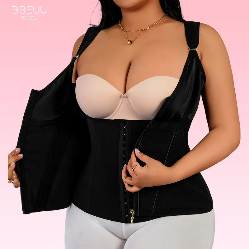 BBEUU Ultra-Comfortable Waist Trainer Vest for Women, Instant Hourglass Curves, Tummy Control Shaper with Adjustable Padded Straps, Double-Layer Chest No Bra Pads, All-Day Wear Workout Shapewear