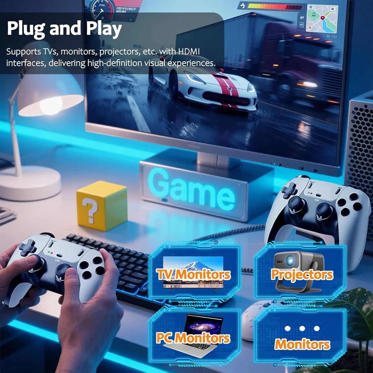 2026 New Retro Gaming Console, Retro Gaming Stick Pro Classic Game and 23 Game Emulators, Plug & Play 4K HDMI Output Game Console Stick with Dual 2.4G Controllers for Game Gifts (128GB)