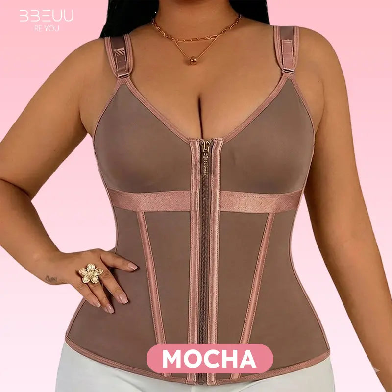 BBEUU Ultra-Comfortable Waist Trainer Vest for Women, Instant Hourglass Curves, Tummy Control Shaper with Adjustable Padded Straps, Double-Layer Chest No Bra Pads, All-Day Wear Workout Shapewear
