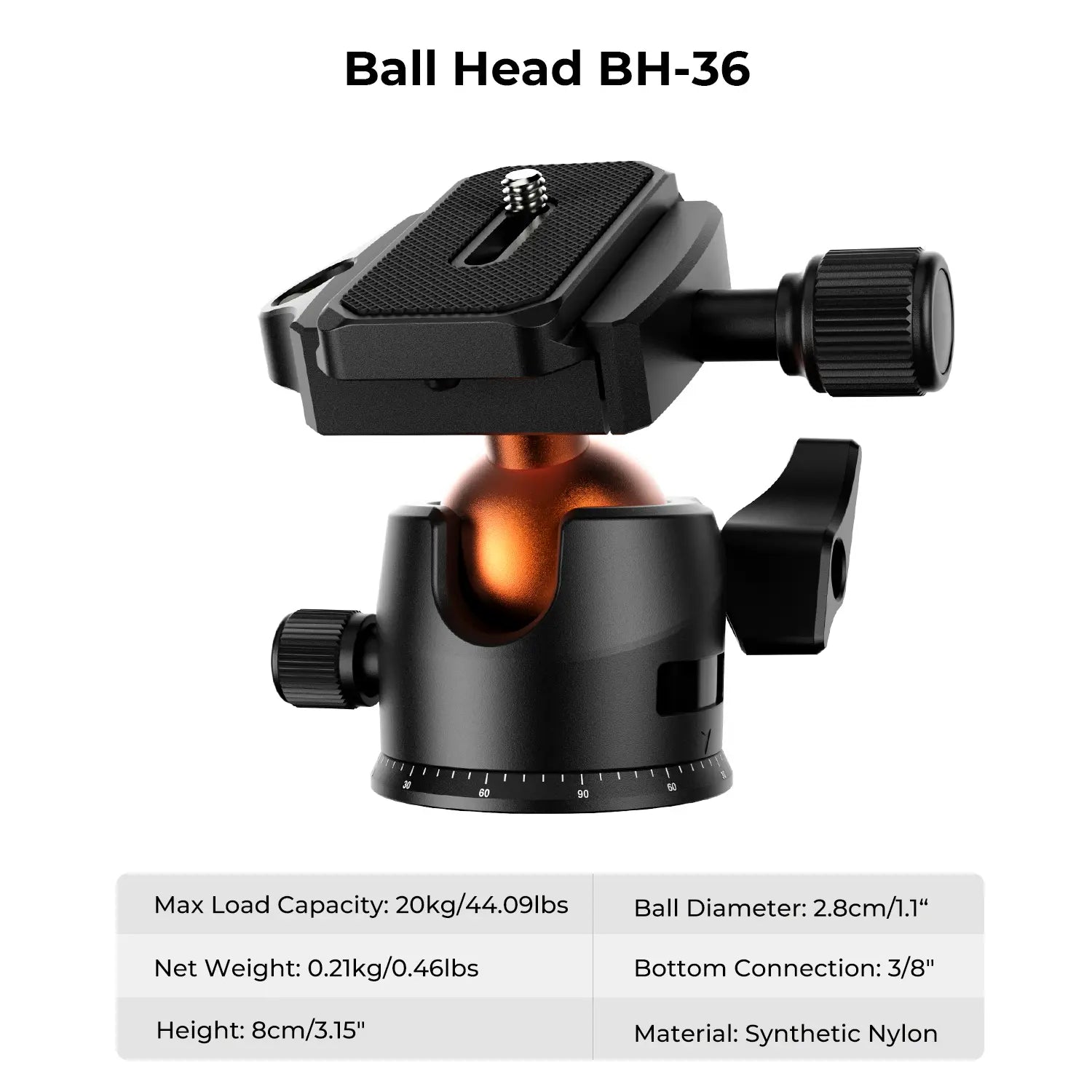 [K&F CONCEPT]K&F Concept 64 Inch/163Cm Camera Tripod,Lightweight Travel Outdoor DSLR Tripods with 360 Degree Ball Head Load Capacity 8Kg/17.6Lbs,Cellphone Clip for Smartphone Live Streaming Vlog O234A1+BH-36 ,Deskmount