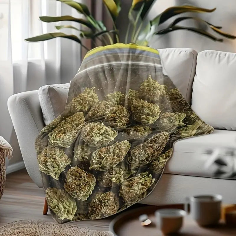 Dank Weed Bud Theme Blanket Soft Funny Throw Blanket Cozy Lightweight Plush Portable Cover Blanket for Sofa,Warm Gift for Birthday,Christmas,Multiple Blanket