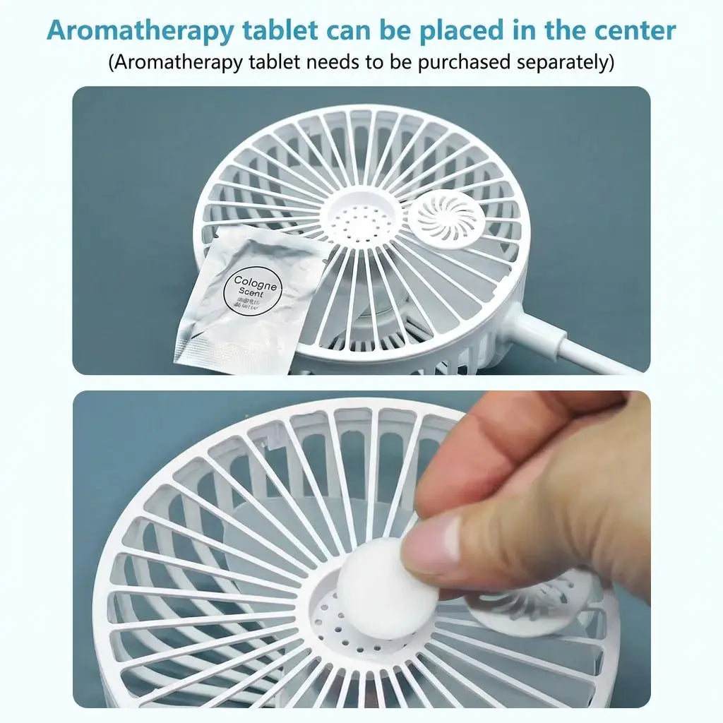 【Summervibes】Portable Home Bedroom Fan with Space for Aromatherapy Tablets, 360-Degree Rotation, Flexible Gooseneck Plug, Energy-Saving Desktop Fan, Suitable for Kitchen, Bathroom, Dormitory, and Office — the Perfect Gift for Summer.