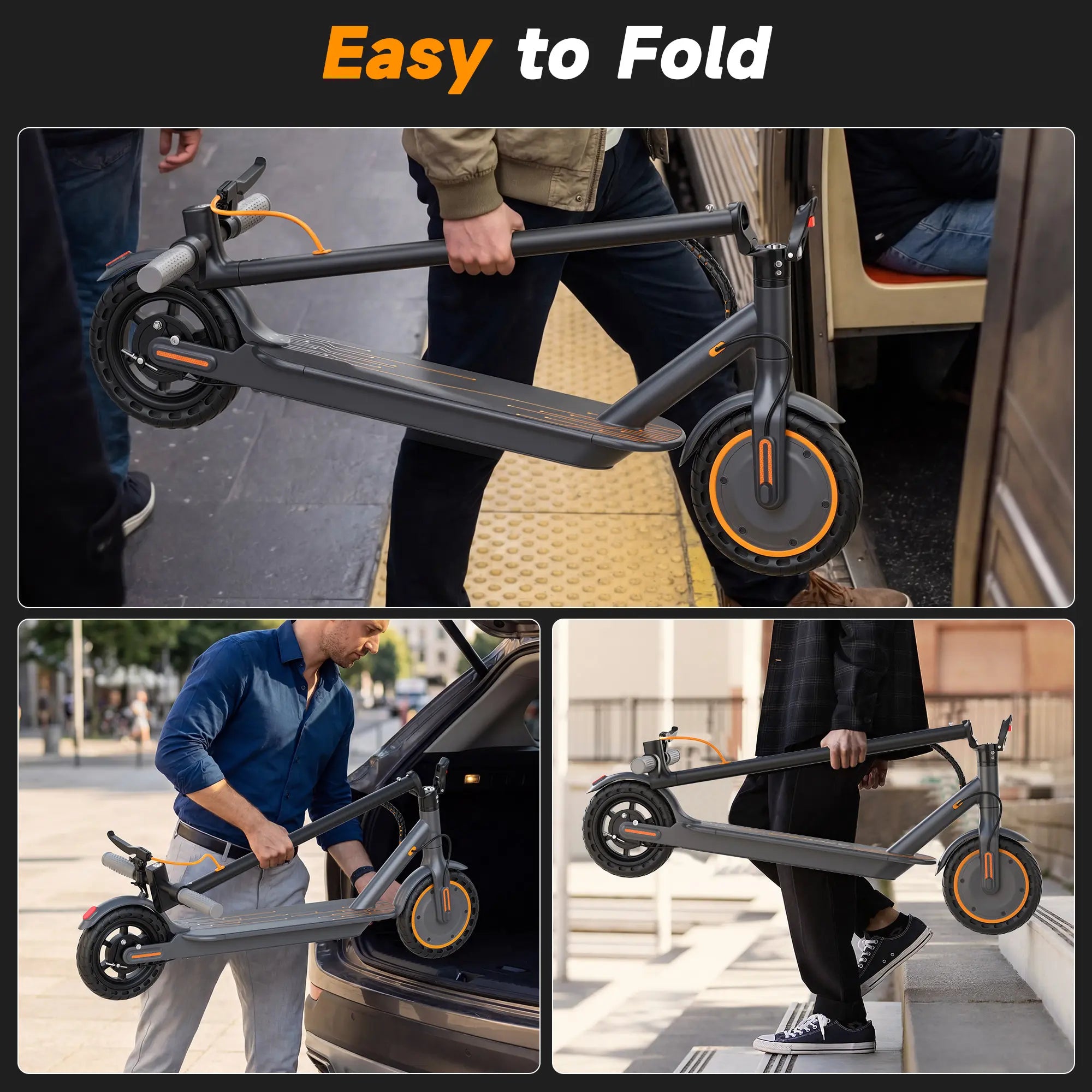 Adult Foldable Electric Commuter Scooter with APP, 350W/500W Motor, 8.5"/10" Puncture-Proof Solid Tires, 19/21MPH Top Speed, 16-28 Mi Range, Dual Braking System, Suspension, Portable Max Pro (Black),Summervibes