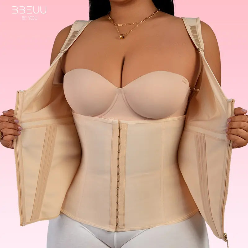 BBEUU Ultra-Comfortable Waist Trainer Vest for Women, Instant Hourglass Curves, Tummy Control Shaper with Adjustable Padded Straps, Double-Layer Chest No Bra Pads, All-Day Wear Workout Shapewear