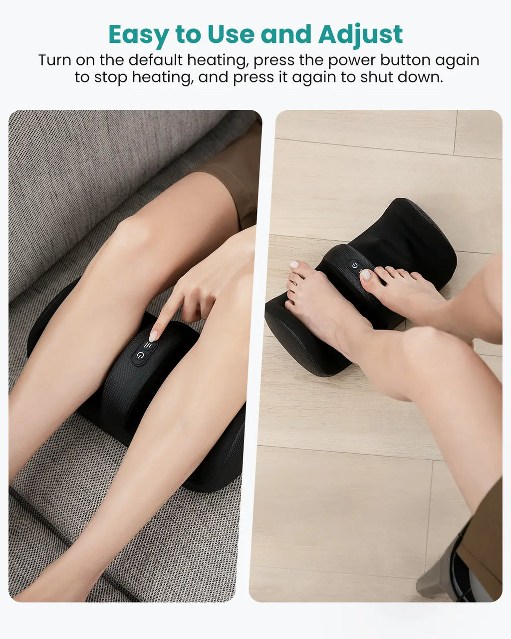 Nekteck Shiatsu Heating 3-IN-1 Leg & Foot Massager with Roller Lightweight Three-Way Massage 3 Intensities Ideal for Offices Home Mother'S Day Gift