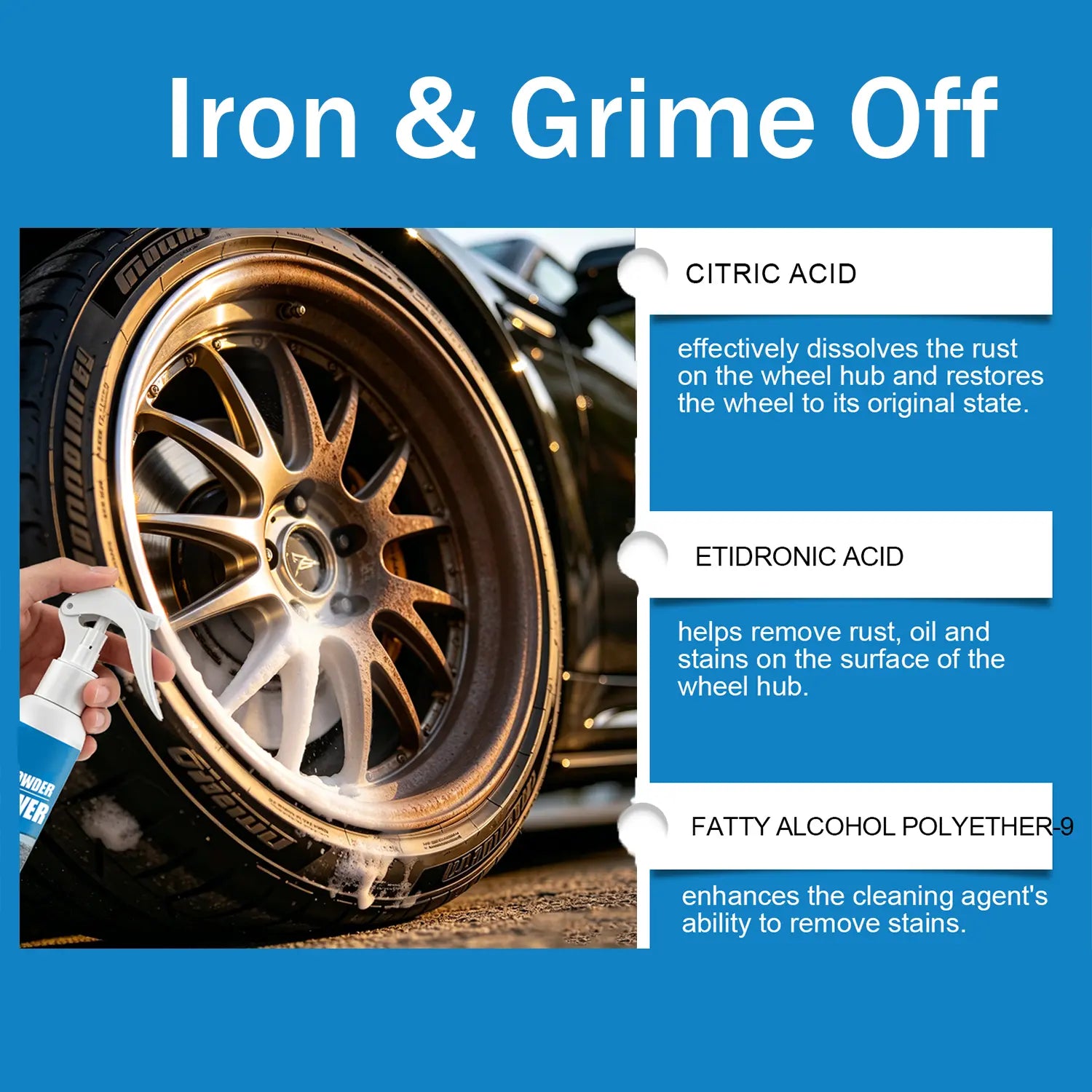Automotive Rust Remover Spray (120ML) - Fast-Acting Iron & Rust Cleaner for Wheels, Rims, Metal Surfaces - Car Detailing Products, Detailing Products Chemicals - Safe on Most Automotive Finishes, Cars, Motorcycles,Summervibes
