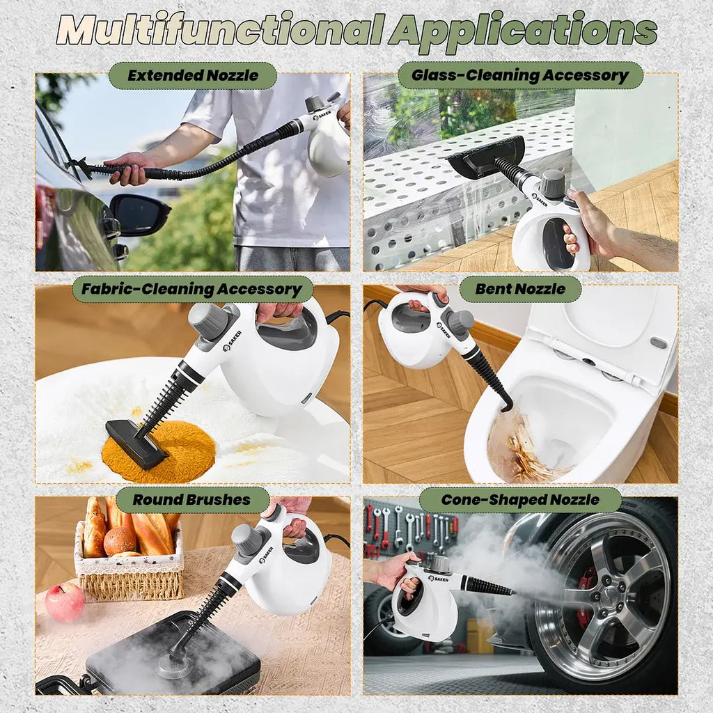 Handheld Steam Cleaner, High-Powered 1050W Multi-Surface Cleaner for Kitchen Bathroom Car Interior, 8-Piece Accessory Kit, Child Lock Safety, Black Friday Deal Cleaning Machines Cleaning Set