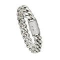 Silver Stainless Steel Cuban Link Bracelet for Men, 14Mm Heavy Chain with A–Z Initial Letter Clasp, Gothic Punk Hip Hop Style, Personalized Modern Gift for Him Tiktokshopspringglowup