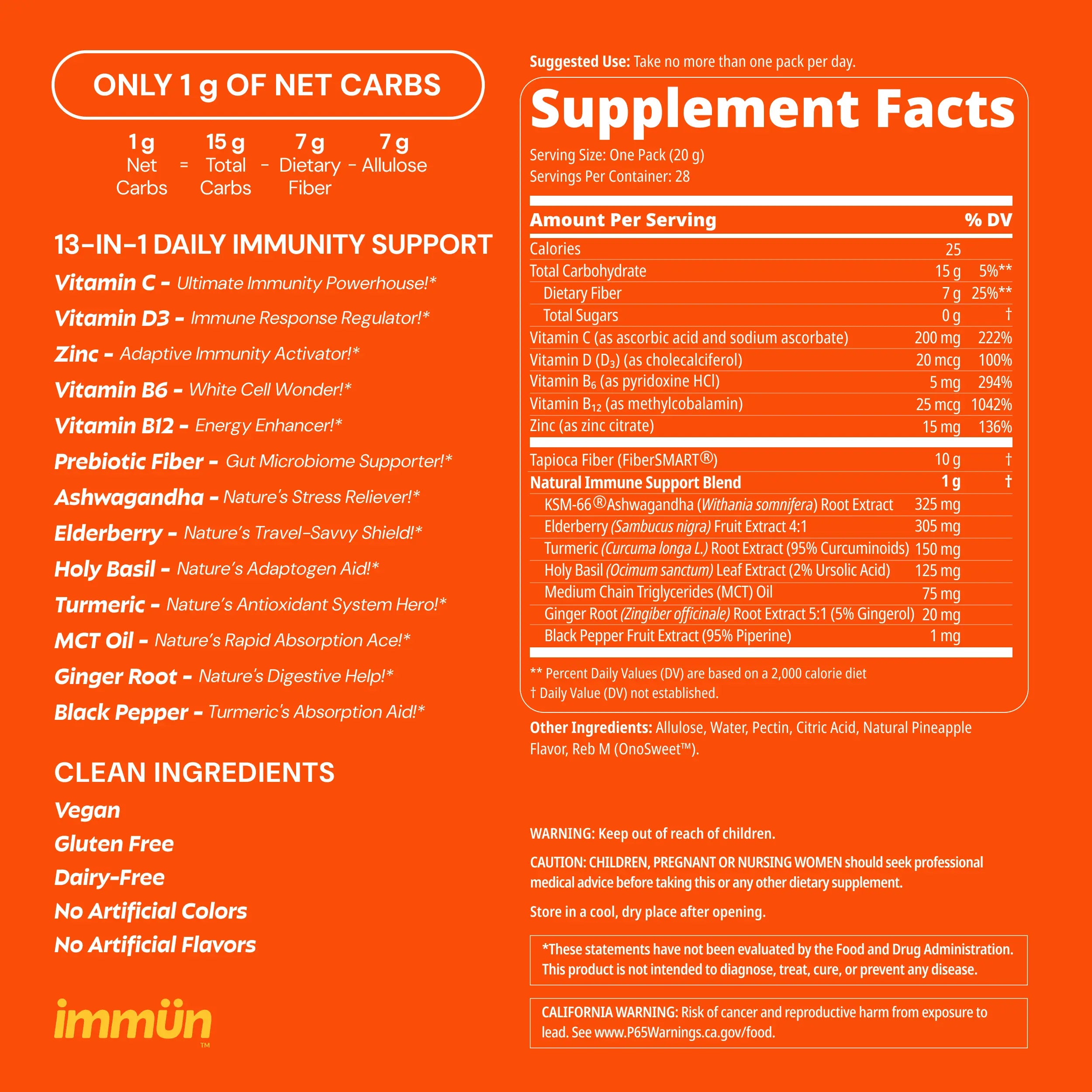Immün 13-In-1 Immunity Gummies (Sour Pineapple): Daily Immune Defense Supplement with 13 Clinically Studied Ingredients: Vitamin C, D3, Zinc, Ashwagandha KSM-66, Elderberry, Prebiotics, Adaptogens, Gluten Free, Vegan, Third Party Tested