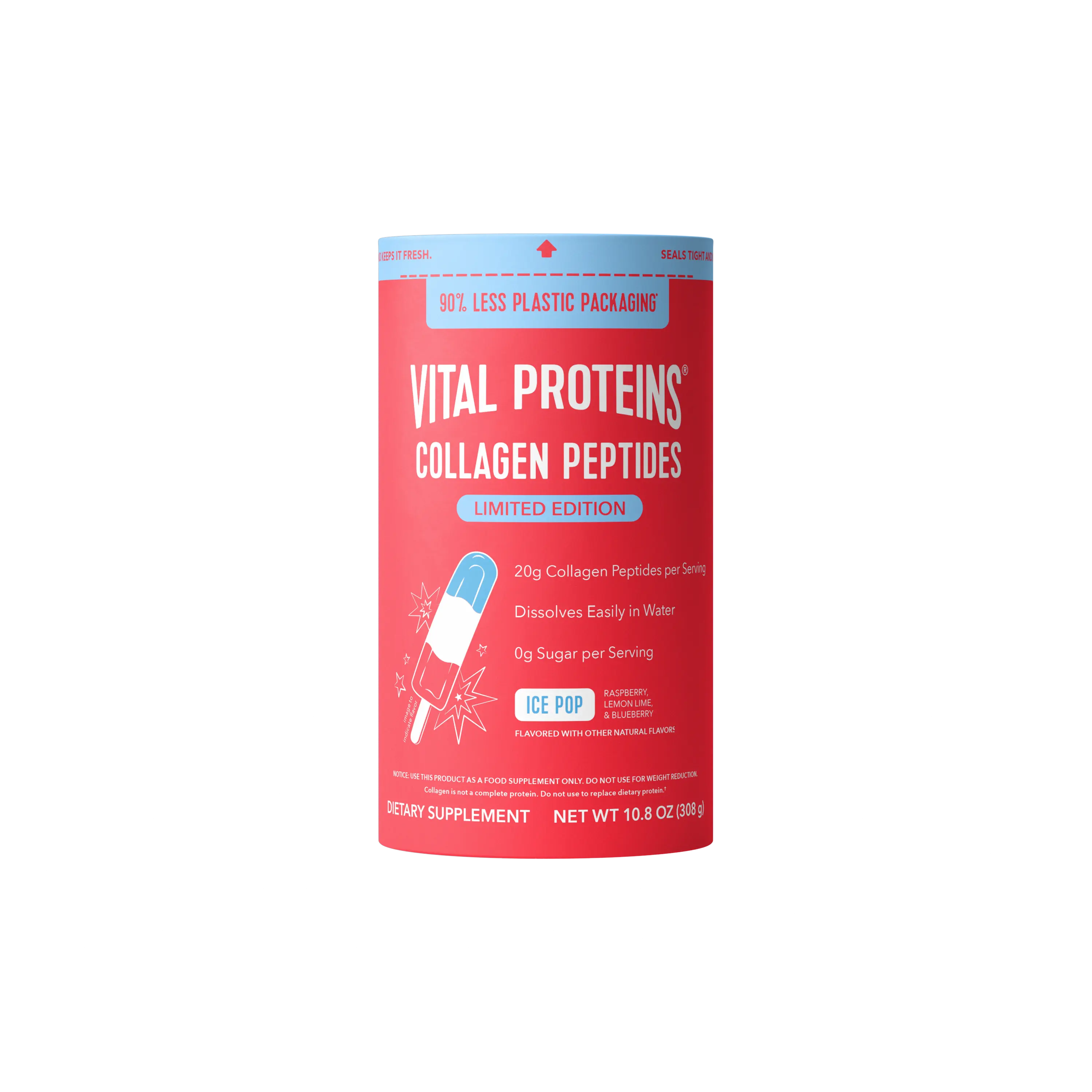 Vital Proteins Collagen Peptides Powder, Promotes Hair, Nail, Skin, Bone and Joint Health, Ice Pop, 10.5 Oz, Pack of 1