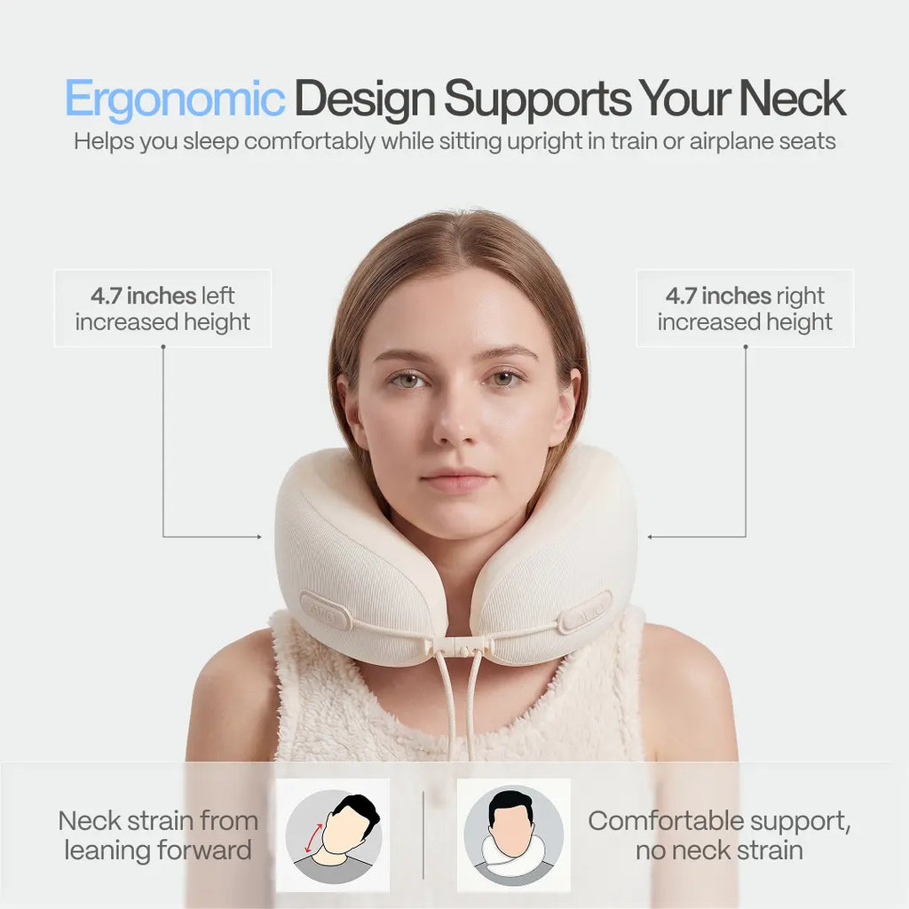 AVIO X Mellow Sleep Collab | Cloud Travel Pillow Capsule, 3-Zone Ergonomic Support Memory Foam Neck Pillow, Ultra Soft Mellow Cloud Tech, Cooling Breathable Fabric, 360° Ergonomic Support, Compact Packable Design with Premium Silicone Storage Capsule