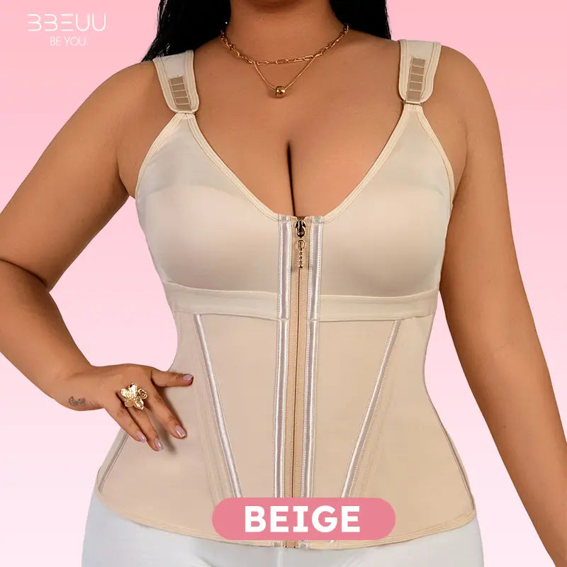 BBEUU Ultra-Comfortable Waist Trainer Vest for Women, Instant Hourglass Curves, Tummy Control Shaper with Adjustable Padded Straps, Double-Layer Chest No Bra Pads, All-Day Wear Workout Shapewear