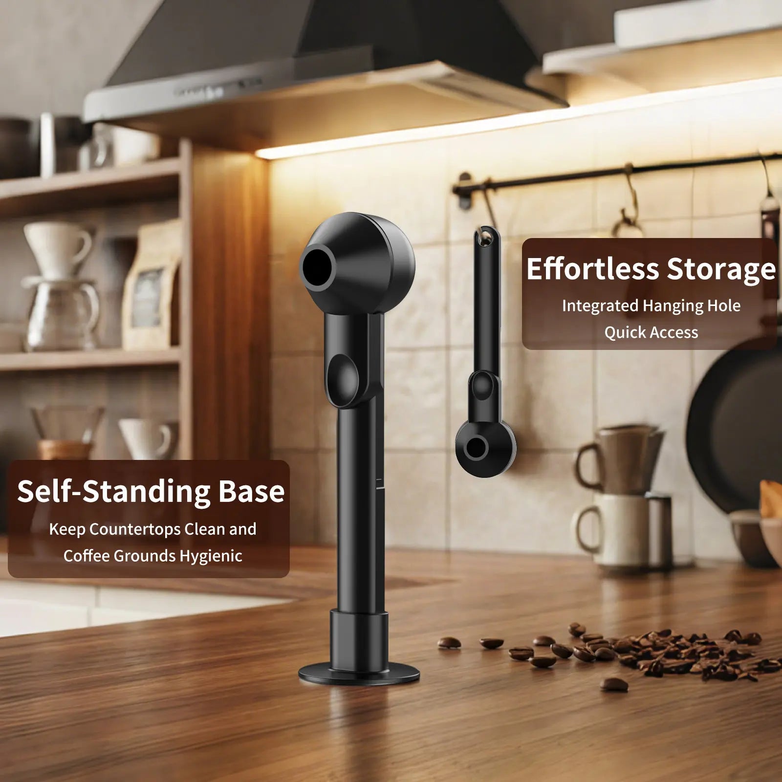 Coffee Scoop with Funnel for Reusable K Cup Refillable Coffee Pods, 2 TBSP Mess-Free Measuring Spoon with Sliding Leveler, Ideal for Ground Coffee, Protein Powder & Tea (1-Pack)