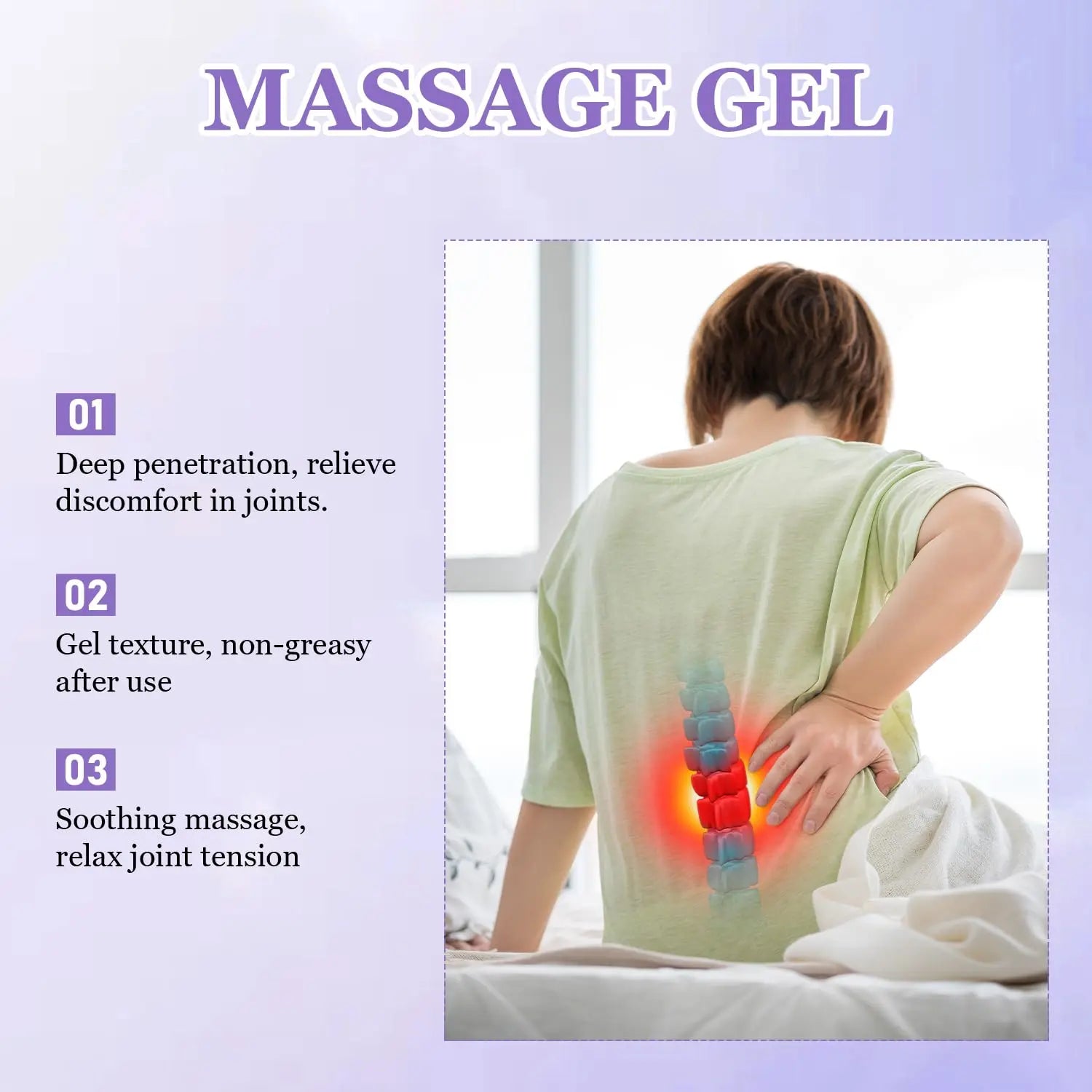 Ximonth 100G Pain Relief Massage Gel, Natural Plant Extracts Soothing Gel, Fast Absorbing Non-Greasy Joint Discomfort Relief