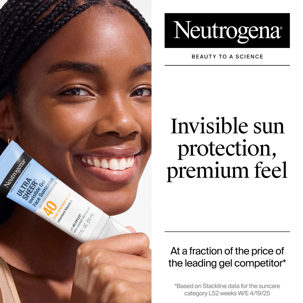 Neutrogena Ultra Sheer Invisible Gel Face Sunscreen Broad Spectrum SPF 40, 1.7 Oz