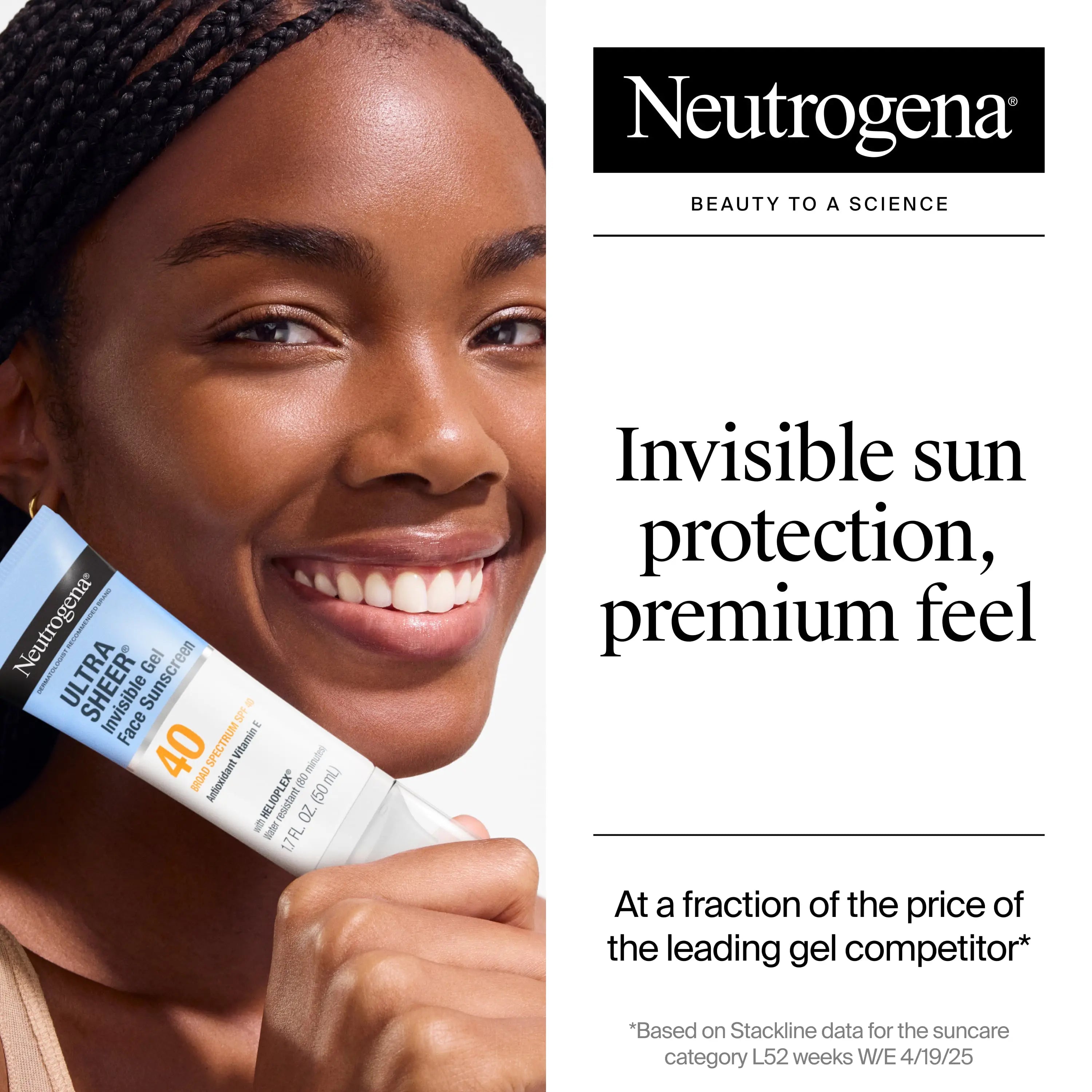 Neutrogena Ultra Sheer Invisible Gel Face Sunscreen Broad Spectrum SPF 40, 1.7 Oz