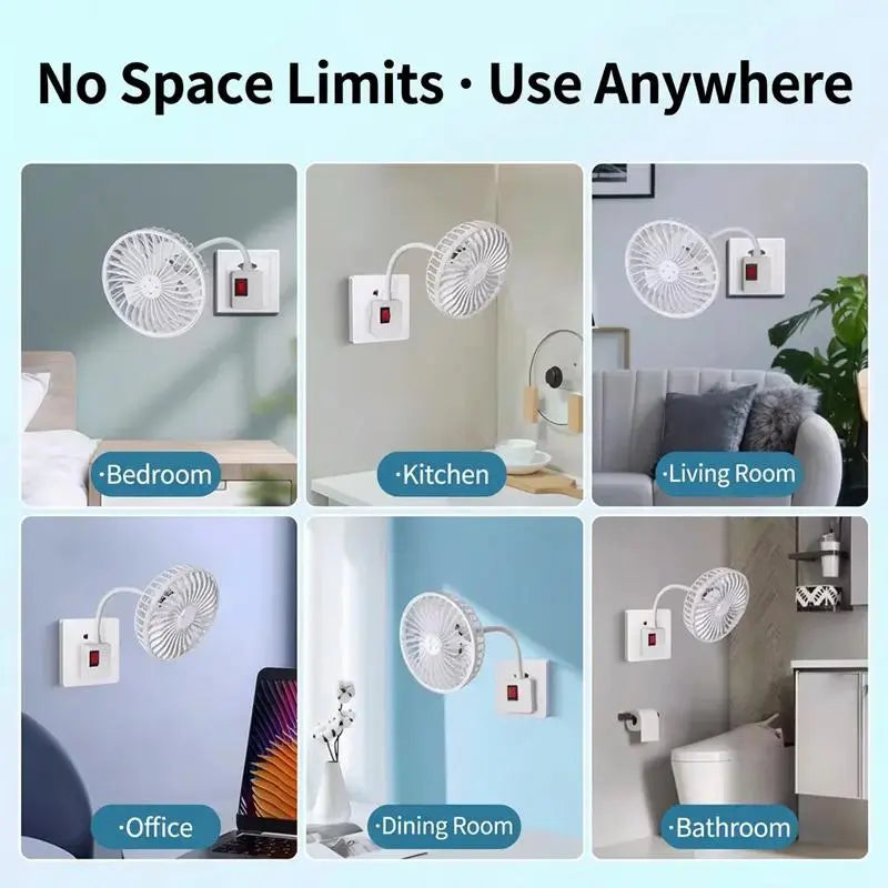 【Summervibes】Portable Home Bedroom Fan with Space for Aromatherapy Tablets, 360-Degree Rotation, Flexible Gooseneck Plug, Energy-Saving Desktop Fan, Suitable for Kitchen, Bathroom, Dormitory, and Office — the Perfect Gift for Summer.