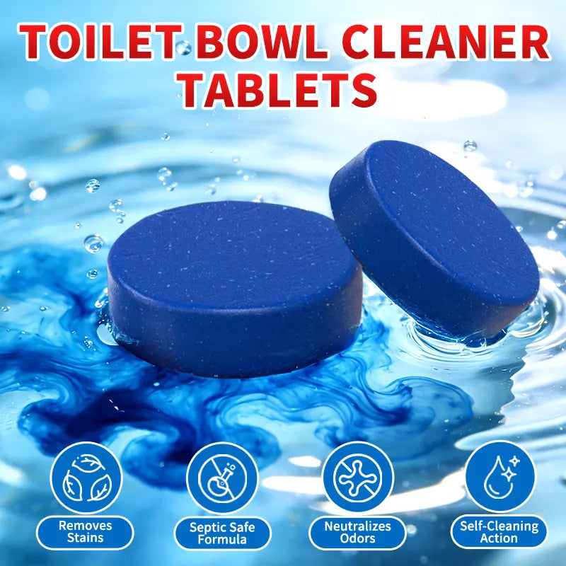 Toilet Deodorizing & Cleaning Tablets — Blue Bubble Deodorizer, Long-Lasting Fragrance & Cleaning Block, Powerful Stain Remover. Suitable for All Types of Toilets; Effectively Eliminates Stains and Odors. Toilet Cleaning Block Set — Pack of 4.