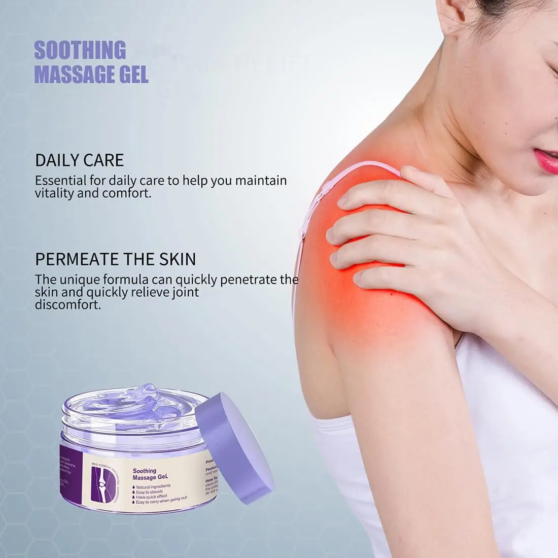 Ximonth 100G Pain Relief Massage Gel, Natural Plant Extracts Soothing Gel, Fast Absorbing Non-Greasy Joint Discomfort Relief