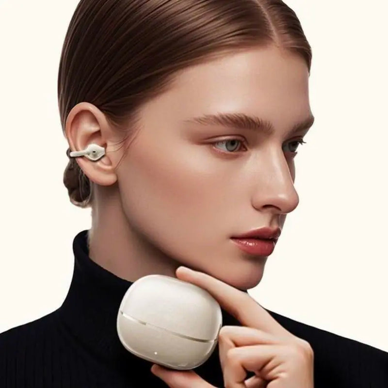 PAXA Earclip C7 Clip-On Design Wireless Earphones, Upgraded Panoramic Sound Headset, Comfortable Wearing & IPX5 Waterproof Sports Earbuds for Work, Fitness