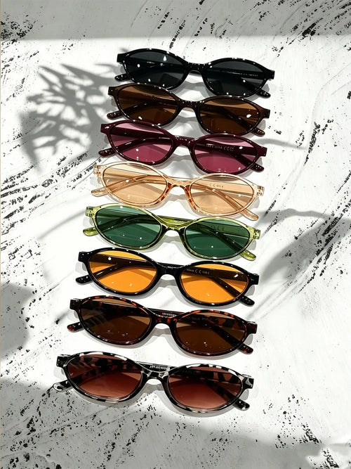 8 Pairs Fashionable Women'S Multicolor Small Frame Tinted Lenses Sunglasses, Modern Minimalist Style, Ideal for Outdoor Activities, Dates, Beach